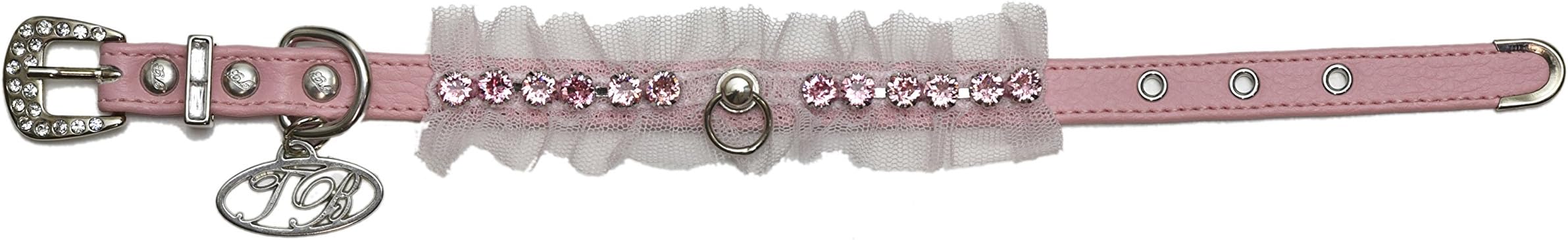 Trilly tutti Brilli Glinda Collar with Swarovski Chain for Dogs, 25 x 1.2 cm, Pink