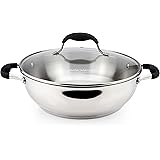AVACRAFT 18/10 Stainless Steel Everyday Pan, Stir Fry Pan with Five-Ply Base, Chef’s Pan with Glass Lid, Multipurpose Stewpot