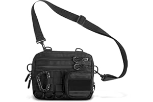 Fitdom Black Small Tactical Messenger Bag For Men. This EDC Has Multiple Ways to Carry as Sling, Shoulder, Crossbody, Waist.