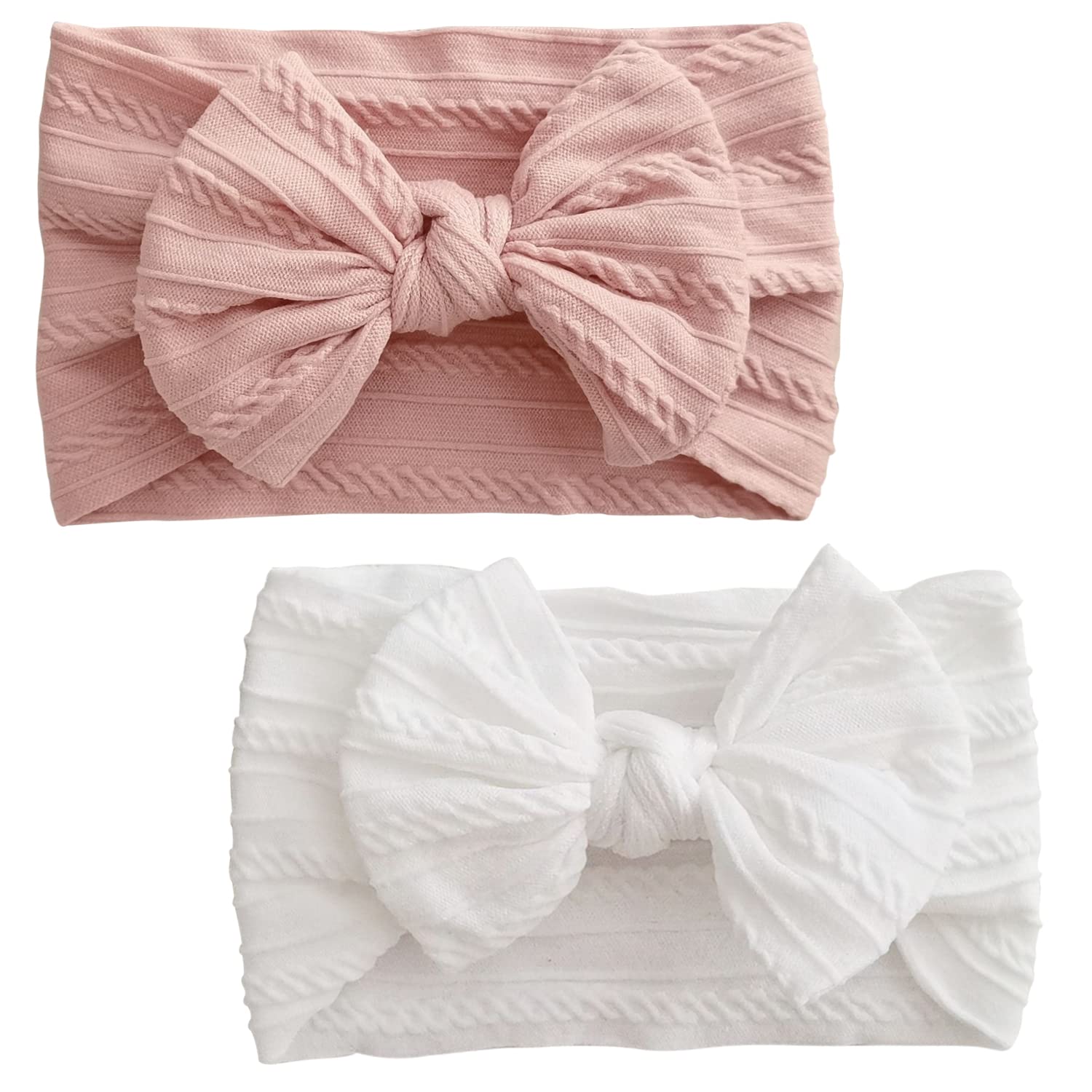Soft Baby Headbands with Bows for Newborn Girls - 2Pcs 0-3 Months — image 1