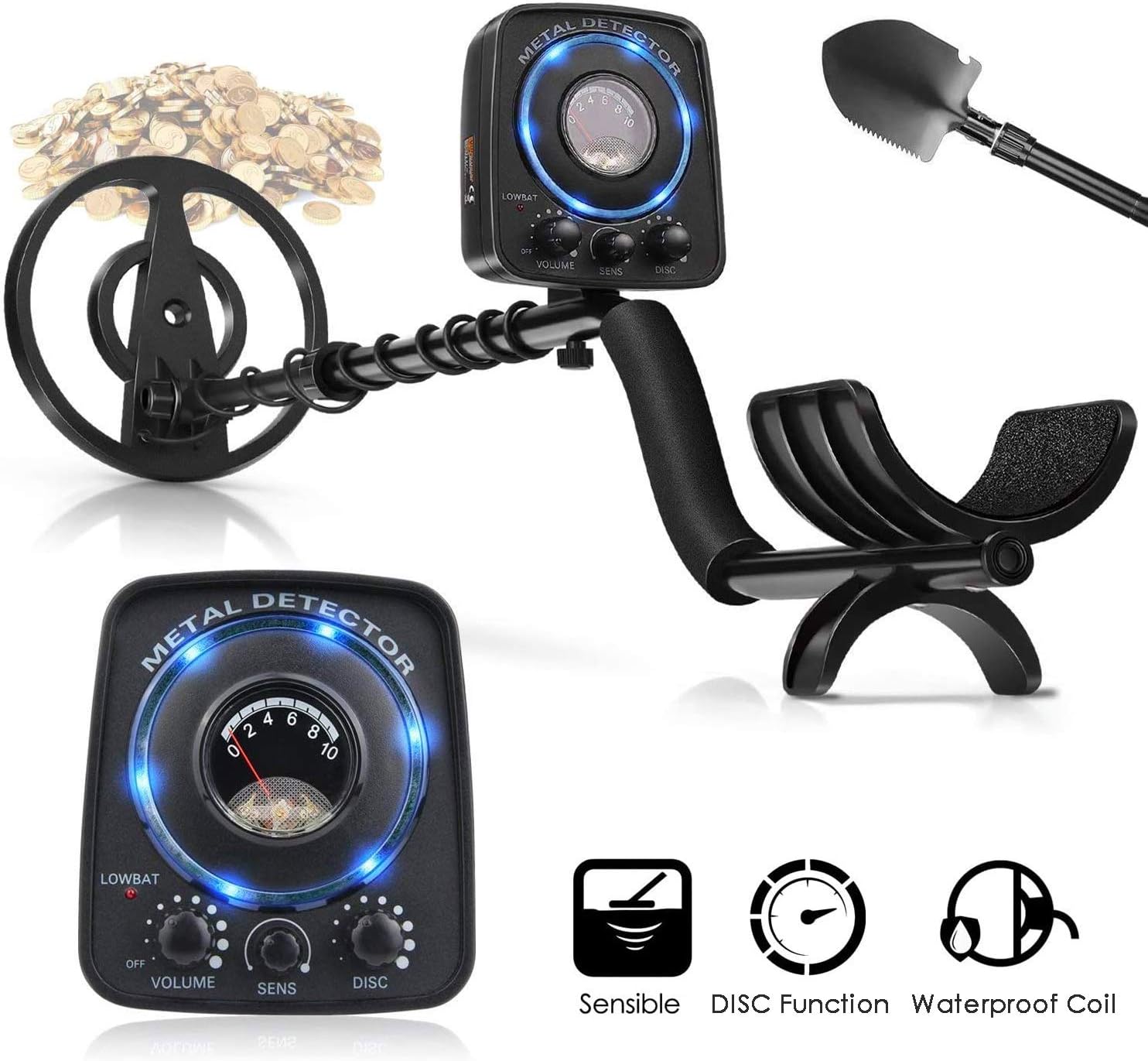 amzdeal Lightweight Metal Detector with AllMetal & Discrimination