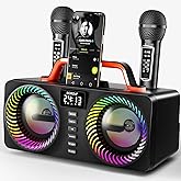 SORDA Karaoke Machine for Adults & Kids, Portable 80W Bluetooth Speaker - 2 Wireless Microphones, Echo Adjust, Support USB/AUX, for Outdoor/Indoor Gathering Party Gifts