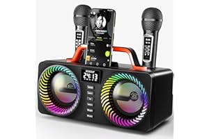 SORDA Karaoke Machine for Adults & Kids, Portable Bluetooth Speaker with 2 Wireless Microphones, Home Party PA System for Out