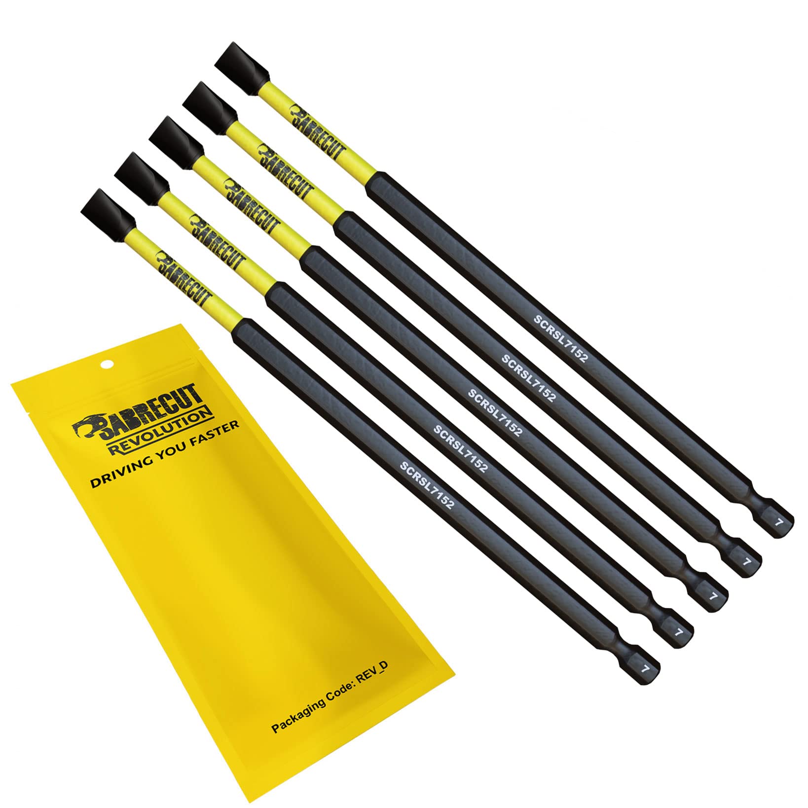 5 x SabreCut SCRSL7152_5 152mm SL7 Slotted Magnetic Impact Screwdriver Driver Bits Set Single Ended Heavy Duty