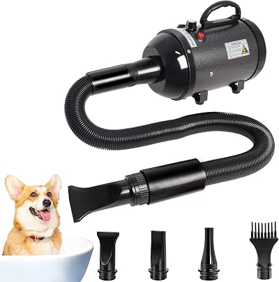 Gekufa Dog Hair Dryer 4.5HP 3200W Adjustable Temperature & Speed Black