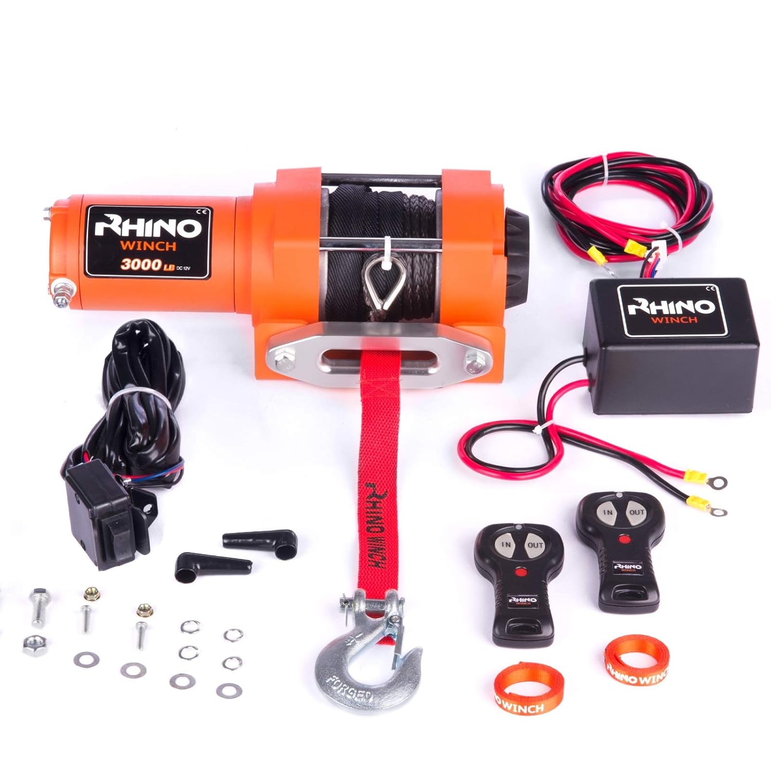 Rhino Electric Winch Wireless 3000Lb / 1360Kg 12v Synthetic Dyneema