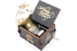 ukebobo Wooden Music Box - Happy Birthday Music Box,Birthday Gifts,Valentine’s Day Gifts, 1 Set(Black)