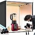 FOSITAN Bi-Color Dimmable Photo Light Box Kit, 32x32 inch/80x80 cm Photo Studio Photography Photo Box Kit 2 Led Light Bars 252 LED Light Beads Tabletop Professional Shooting Tent with 5 Backdrops