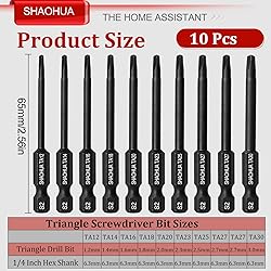 S2 Steel Triangle Drill Bit Set - 10 Pcs, Sizes