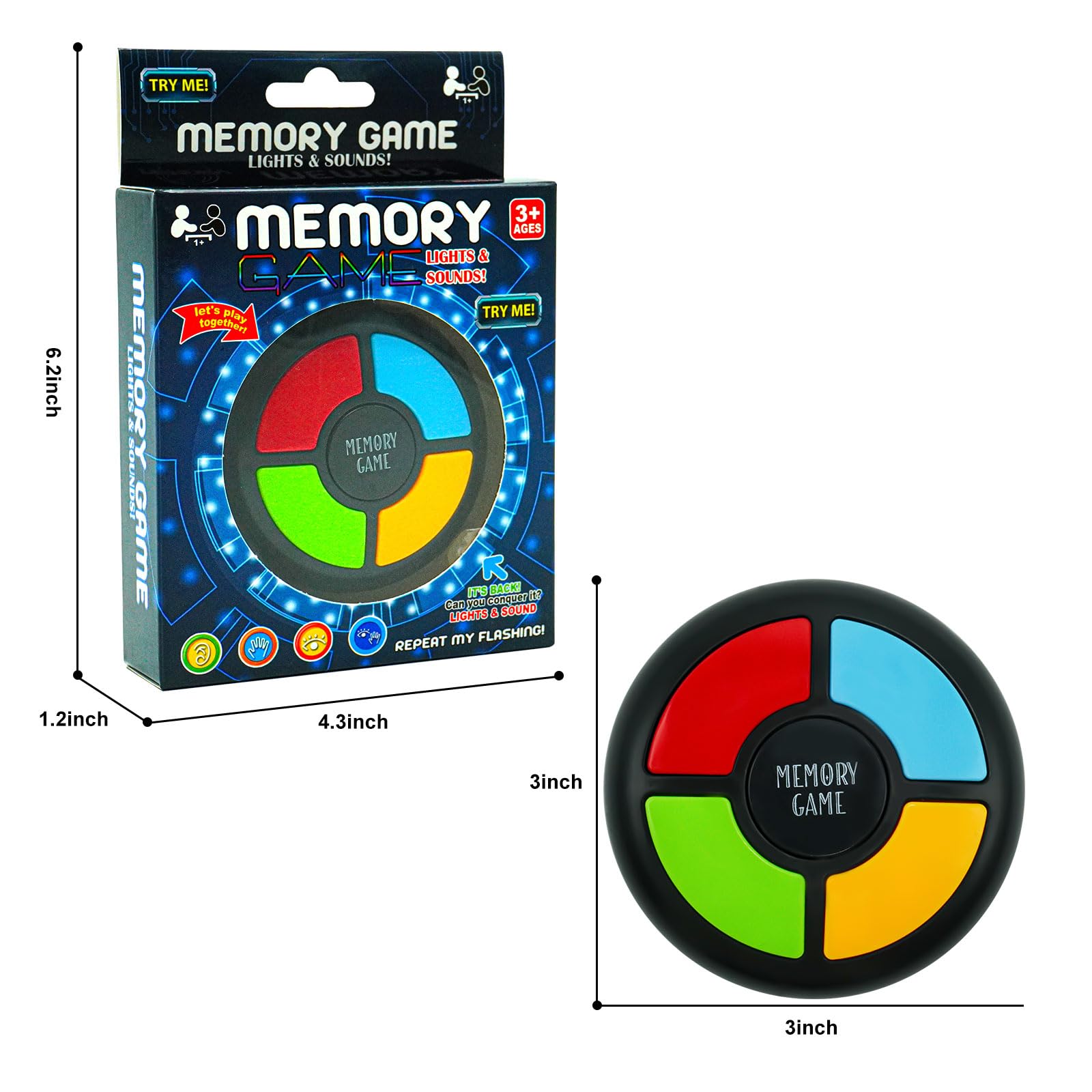 Handheld Memory Games for Kids Ages 4-8, Light Up Electronic Toys, Car Travel Board Games for Kids,Birthday Gifts for 3-12 Year Old Boys