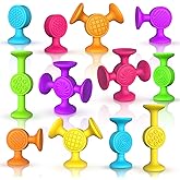 Toddlers Suction Cup Bath Toys: 12 Pcs Sensory Suction Bath Toys for Toddler, Kids Suction Fidget Toys Suction Cup Toys for W