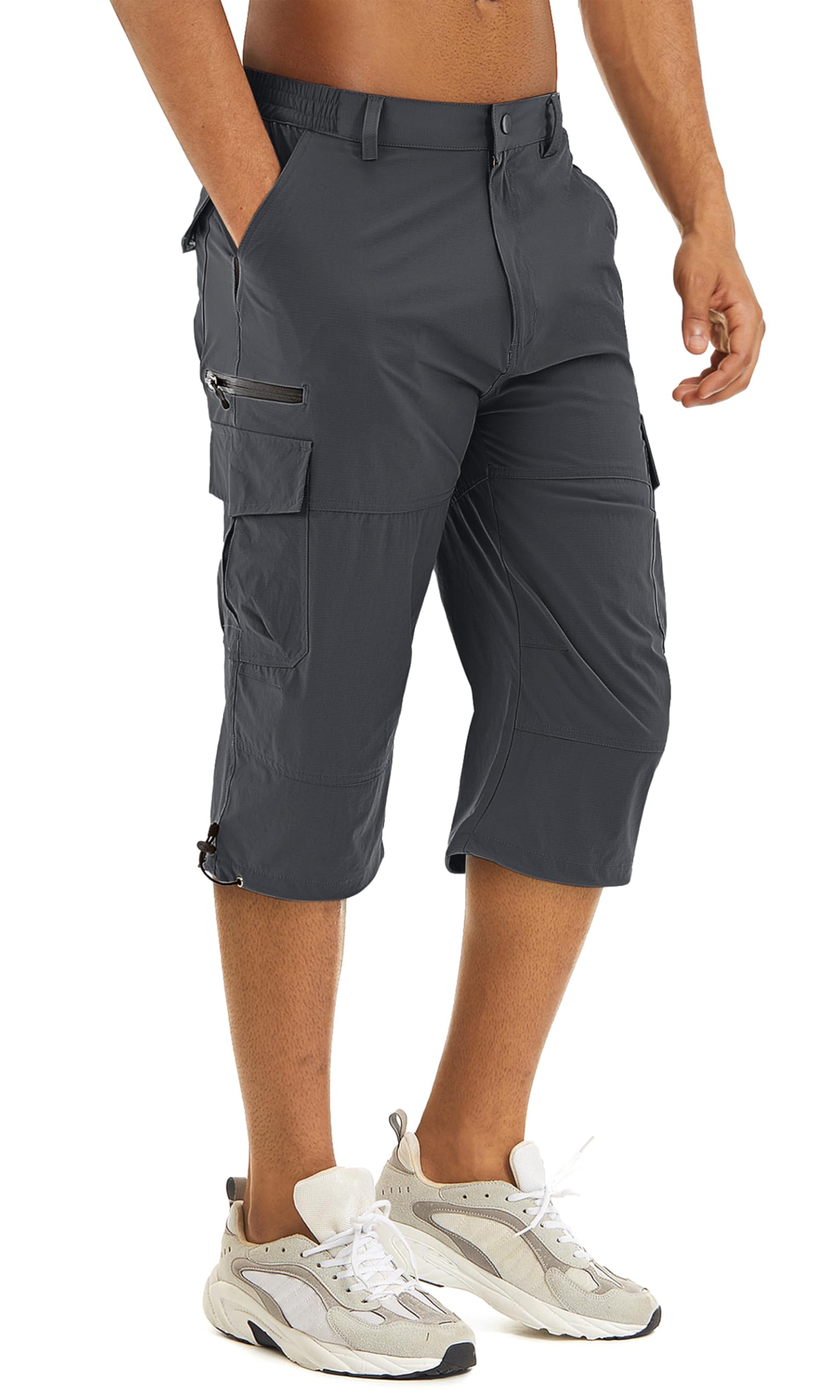 Mens 3/4 Longer Length Microfibre Cargo Shorts Bottoms - Rabbit main image 0