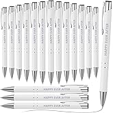 TaoBary 24 Pcs Wedding Pens Bridal Party Black Ink Ballpoint Retractable Bridal Shower Pens for Wedding Favors Proposal Bachelor Slumber Party Supplies (White)