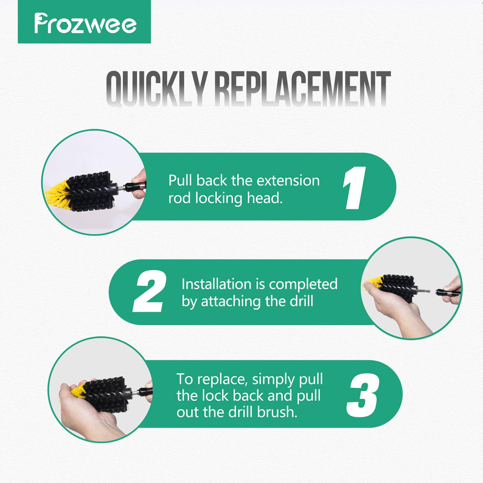 Prozwee 2PACK Tile Corner Drill Brush,Upgraded Powerful Scrubber Brush Made to Tackle Corner Stains,Cleaning Corner of Grout, Tiles, Sinks, Bathtub, Bathroom, Kitchen