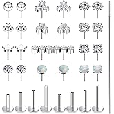 Xnsjeyy 20G 18G 16G Threadless Flat Back Earrings Nose Studs 316L Surgical Steel Tragus Forward Helix Conch Cartilage Lobe Earrings Stud Medusa Labret Monroe Lip Ring Piercing Jewelry For Women Men