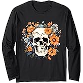 Sugar Skull La Catrina Floral Dia De Los Muertos Long Sleeve T-Shirt