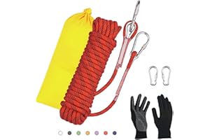 DELLNA 8mm Static Climbing Rope - Heavy Duty Climbing Rope for Rock Climbing, Tree Climbing Gear, Arborist Rope, and Camping Rope - 10m (32ft), 20m (64ft), 30m (96ft)