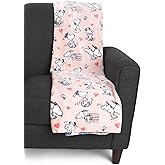 Peanuts Valentine's Day Reversible VelvetLoft Throw Blanket, Pink/Navy - Running with Hearts, 50" x 70"