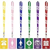 6 Pieces Hall Pass Lanyards and School Passes Set, PVC Passes for School, Classrooms Hall, Library, Restroom, Office, Nurse, 