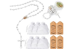 KaGrbves 24 Pcs Virgen De Guadalupe Scented Rosary for Baptism and First Communion Favors, Our Lady of Guadalupe Party Favors (Silver)