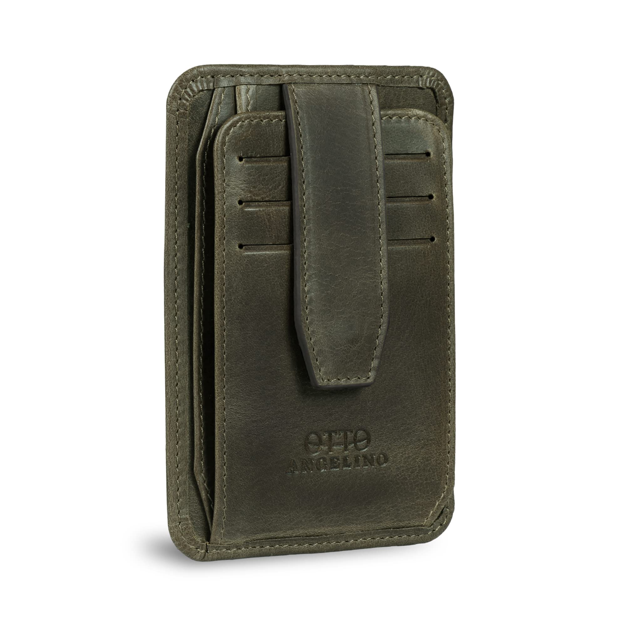 Otto Angelino RFID Blocking Minimalist Men’s Wallet - Slim, Italian Leather Credit Card Holder and Zippered Coin Slot