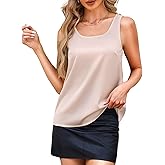 ADORPOP Silk Camisole Tops for Women - Satin Scoop Neck Tank Summer Shirts Sleeveless Basic Blouse Dressy Casual