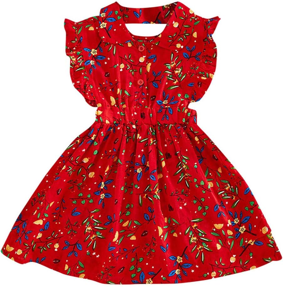 Shenye Girls Dresses Bohemian Floral Knee Length Summer Dresses Casual Adjustable Shirt Dresses Age 1-6 Years Girl