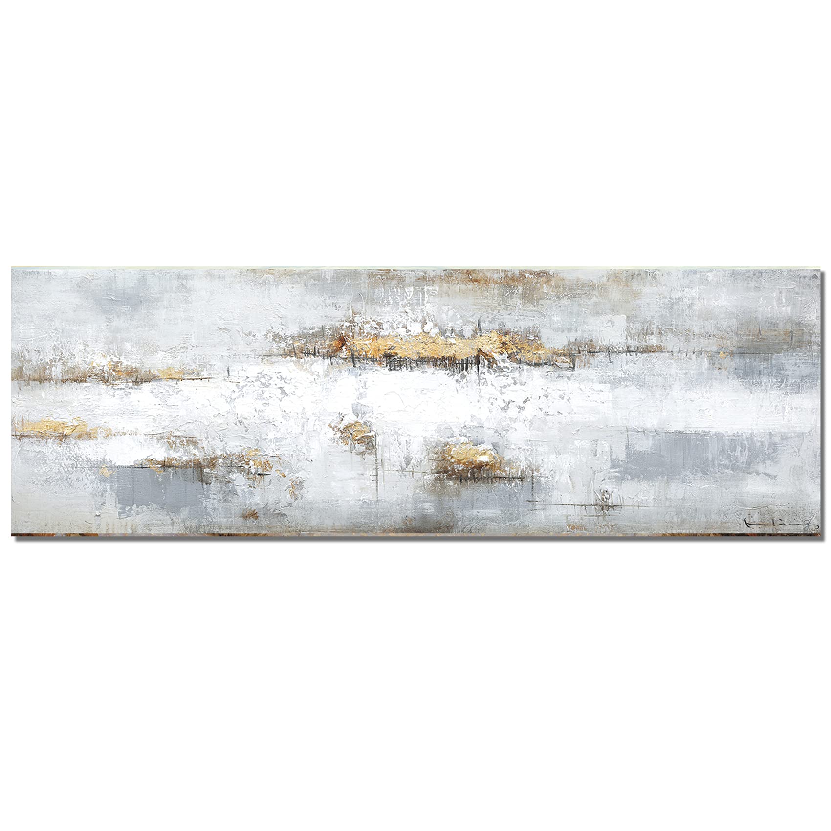 Unframed Wall Art HD Canvas Prints Lake in Winter Picture Painting Poster Abstract Wall Decor Living Room Bedroom Decorations 70*210cm/27.5*82.6inch