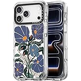 Rosarnnah for iPhone 17 Pro Max Case Cute - Military-Grade 20 ft Drop Protection Shockproof Phone Case - Funny Passiflora Caerulea Design (6.9") Glitter Clear
