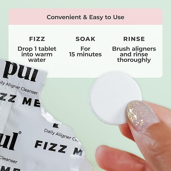PUL ALIGNER CLEANER TABLETS (PACK OF 96) – FOR CLEANING INVISALIGN, ALL CLEAR ALIGNERS & RETAINERS – REMOVES ODOR, STAINS, PLAQUE – CLEANS DENTURES, NIGHT & MOUTH GUARDS, ALL DENTAL REMOVABLES