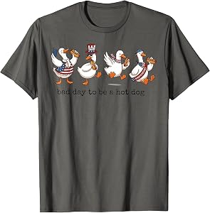 Cute Bad Day to Be A Hot Dog Funny Goose Duck 4th of July T-Shirt
