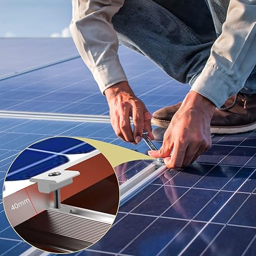 Anbte 10pcs Solar Panels Centre Clamps, Aluminium T-Shaped Mid