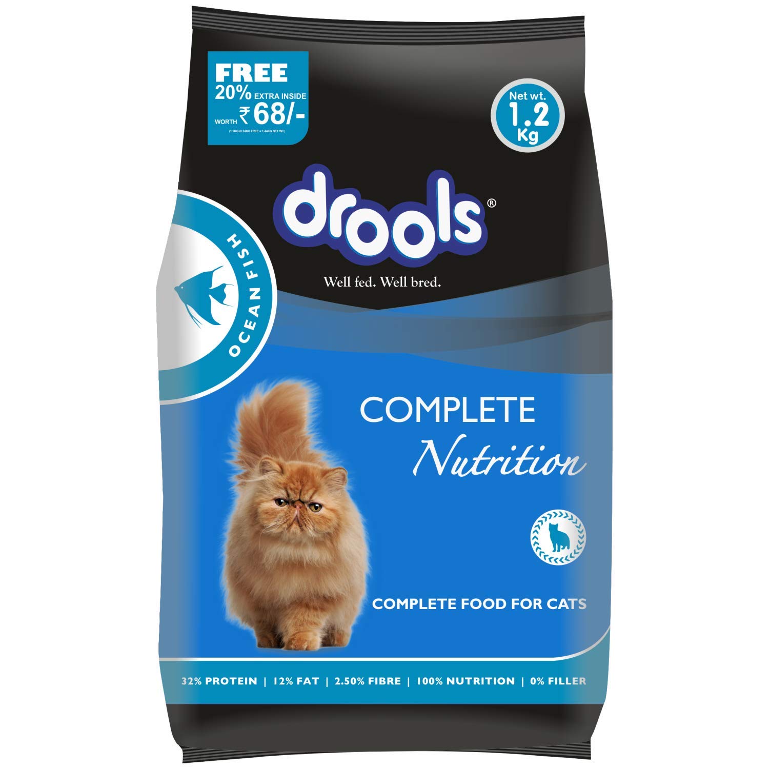 year) Dry Cat Food, Ocean Fish, 1.2kg 