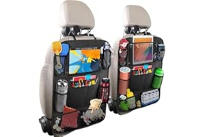 2 Pack Car Backseat Organizer for Kids with Tablet Holder, Multi-Pocket Car Seat Back Organizer Storage, Road Trip Travel Acc