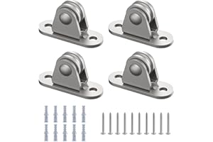 fshihine Small Pulley Block, 4 Pack 304 Stainless Steel Pulley Wheel, Heavy Duty Silent Metal Pulley Wheel with Ball Bearings and Mounting Screws for Rope, Sun Shade Sails, Material Handling & Moving
