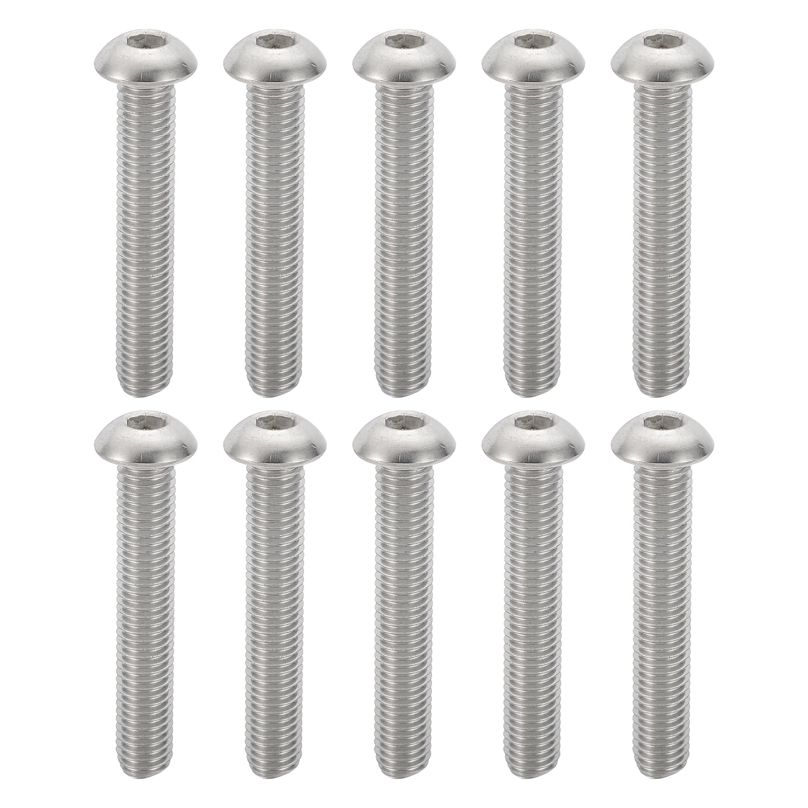 PATIKIL M10-1.5x60mm Button Head Socket Cap Screws, 10 Pcs 304 Stainless Steel 18-8 Hex Socket Cap Screw Bolts Allen Hex Drive Full Machine Thread