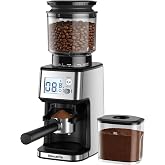 Conical Burr Coffee Grinder, 51 Precise Grind Settings Automatic Coffee Grinder, Smart Dual Control LED Display, 1-12 Cups, with Portafilter Holder, Anti-StaticStainless Steel, Memory Function