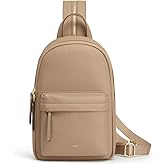 Kattee Sling Bag for Women, Leather Crossbody Purses for Women, Sling Backpack Travel Bag with RFID Blocking, Tan