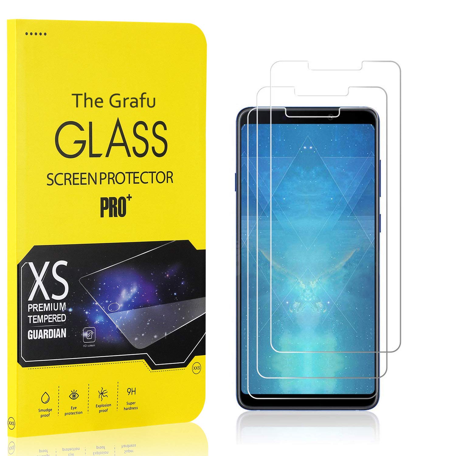 The Grafu Screen Protector Compatible with Galaxy A9 2018, Tempered Glass, Scratch Resistant HD Screen Protector Film for Samsung Galaxy A9 2018, Easy Installation, 3 Pack