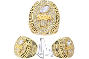 noblehead 2024 Fantasy Football Championship Ring | Heavy FFL Champion Ring | Gold Silver Tone Plated Award Trophy for Fantasy Football League Winner