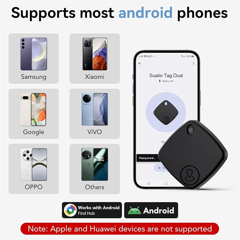 Air Tracker Android, 4 Pack Smart Tracker Tag, Bluetooth Locator