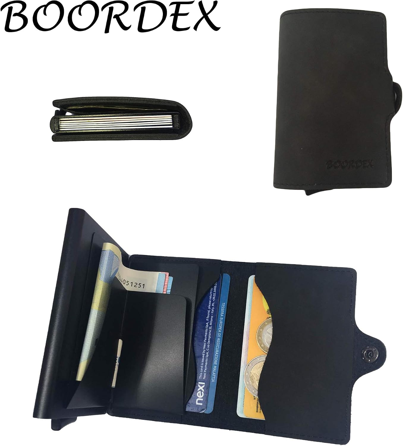 Uomo Porta Carte Di Credito E Portafoglio Rigido In Pelle E Alluminio  Blocco Rfid/Nfc Schermato Sottile Banconote Portatessere Documenti Elegante  Tascabile Uomo urban-earth.co.uk
