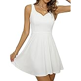 Missufe Women's Sleeveless Sweetheart Fit and Flared A-Line Swing Party Cocktail Mini Tank Dress