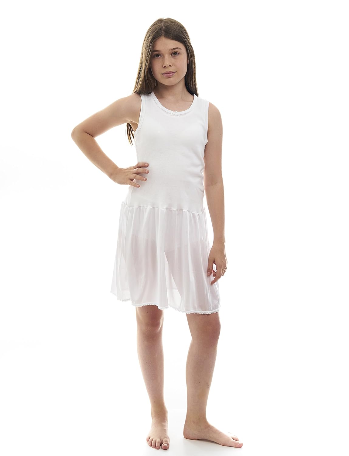 Rossette Sleeveless Full Slip for Girls Cling Free Cotton / Nylon