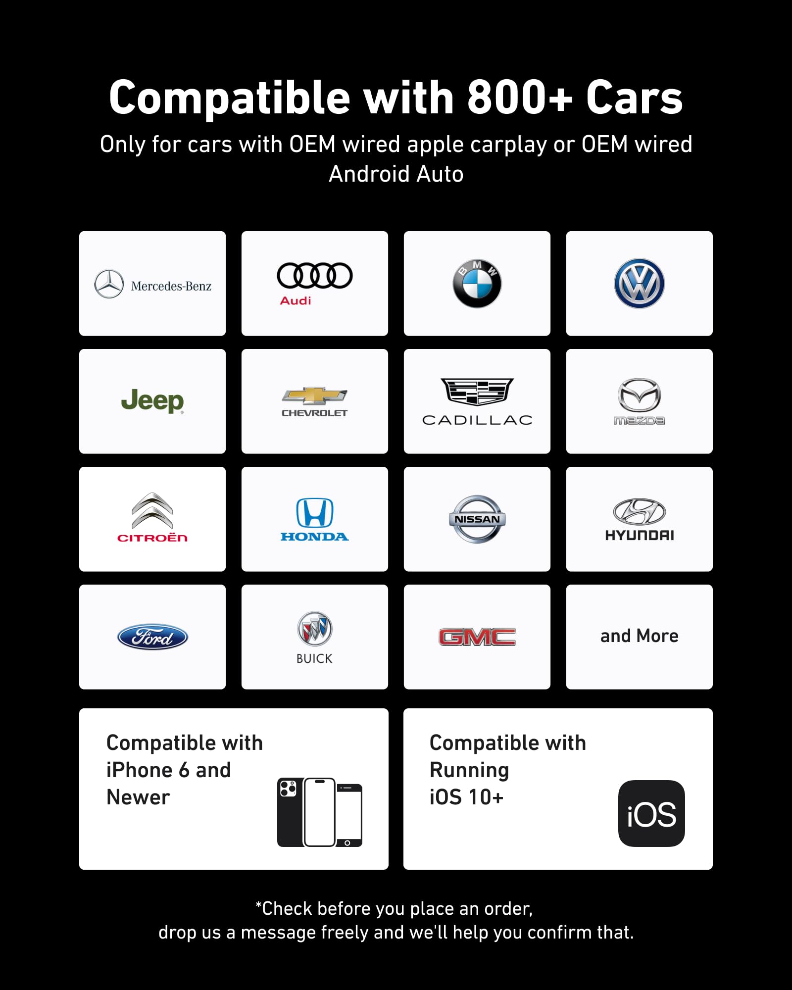 Moosieslife 2 in 1 Wireless Carplay Adapter & Android Auto Wireless Adapter, 2025 Bluetooth Car Play Adapters for Apple iPhone IOS10+ & Android10+, Only for Vehicles with Wired CarPlay & Android Auto