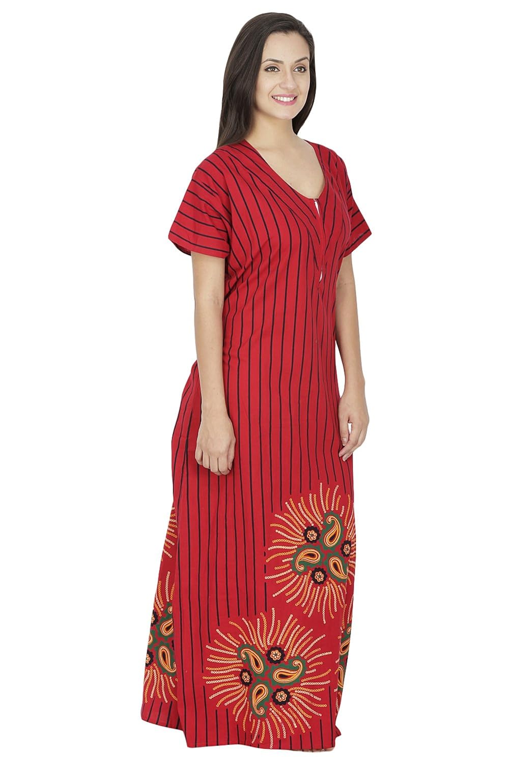 secret wish women's cotton nighty, nightdress (free size)