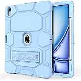 CCMAO for New iPad Air 13 inch (M3/M2) Case 2024, iPad Air 13 Cover with Pencil Holder and Kickstand, Support Touch ID, Complete Protection Heavy Duty Shockproof Protective Case, Light Blue