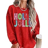 Holly Jolly Sequin Sweatshirt & Dress - Christmas Tshirt & Sequin Shirts for Women - Red
