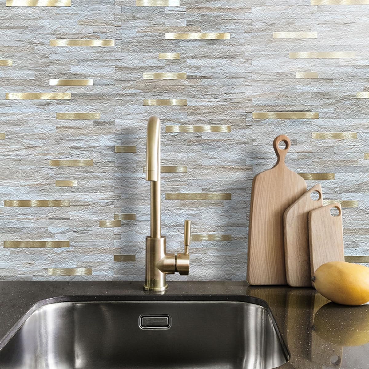 Faux Stone Peel and Stick Backsplash