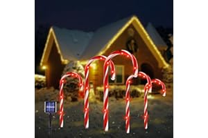 SPRKLINLIN Solar Christmas Pathway Lights, Solar Candy Cane Lights Outdoor Waterproof Landscape Lights Christmas Decorative Lights for Garden Yard Street Park Christmas Wedding, 5 Pack